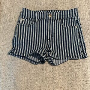 American Age Blue and White Jean Shorts Nautical Style